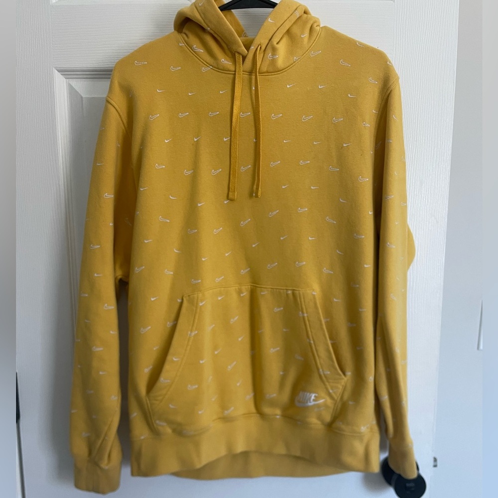 Nike Yellow Hoodie with Logo Pattern